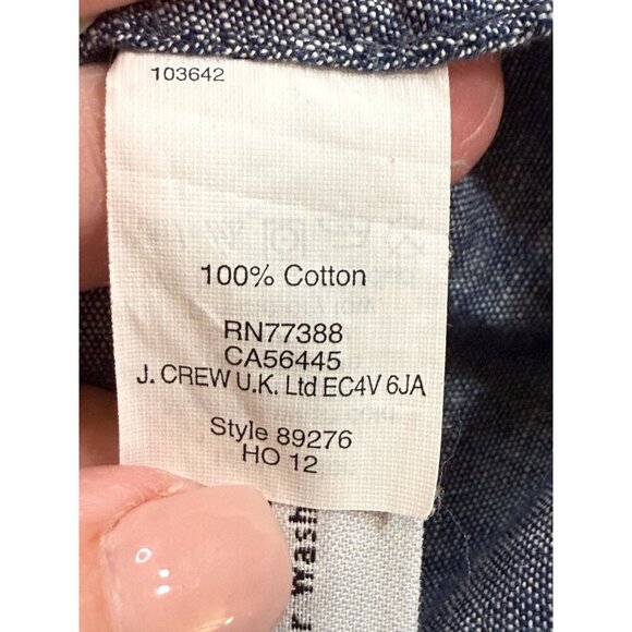 J. Crew Perfect Shirt Womens 12 Gray Polka Dot 100% Cotton Long Sleeve Button-Up - Picture 5 of 6